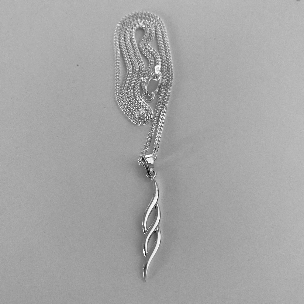 Sterling Silver Double Twist Dangle Necklace - image 4